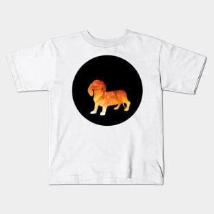 Dachshund - Fiery Orange Silhouette Kids T-Shirt